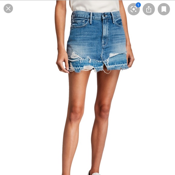 Frame Le Mini Skirt Front Split Release Hem - Picture 2 of 15